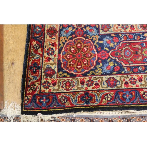 299 - A Large All Over Floral Gul Bordered Cream, Rust & Blue Corner decorated Persian Rug. Measuring: 297... 