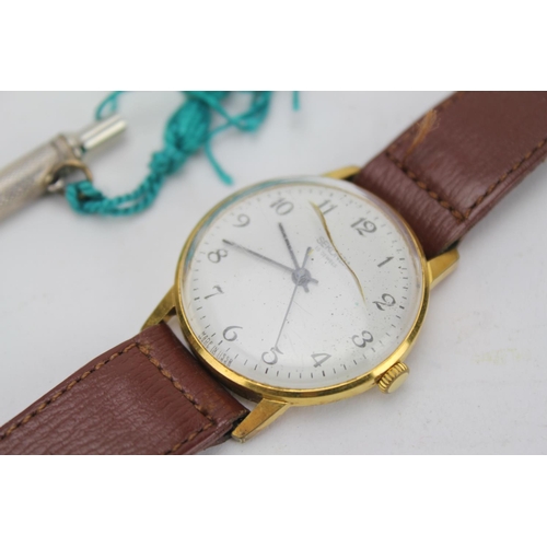 158 - A Sekonda Wristwatch with an Original Brown Leather Strap along with a Silver Pen in Original Box.