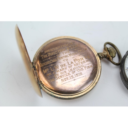 161 - A Silver Cased Pocket Watch with enamelled dial, second sweep & a Gold Plated Pocket Watch L.W.Delap... 