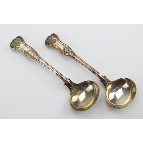 69 - A Pair of Silver Kings Pattern Sauce Ladles, crested, Frederick Elkington. Birmingham i. Weighing: 1... 