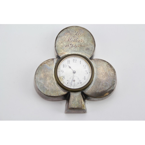 88 - A Late 19th Century Silver Covered Desk Weight inset Watch Movement, Chester 1912.