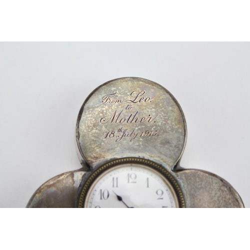 88 - A Late 19th Century Silver Covered Desk Weight inset Watch Movement, Chester 1912.