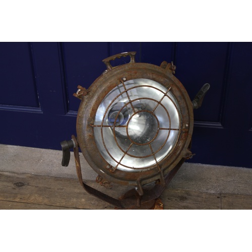 270 - A Scarce Set of 3 Original Second World War Steel & Iron Cased Naval Searchlights with Front Grilles... 