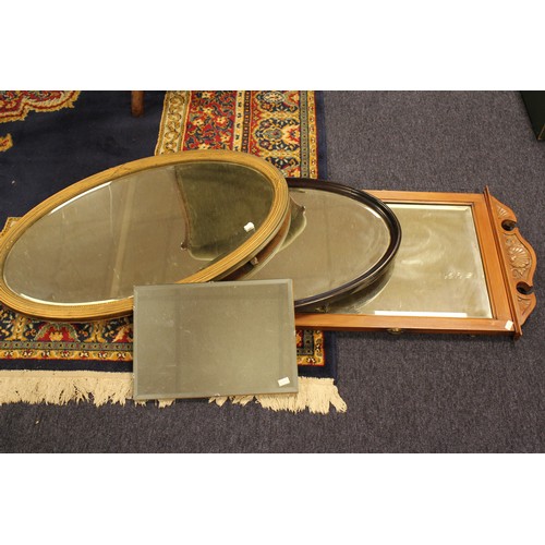 455 - A Late 19th Century Ribbon Framed Mirror and one other Walnut Framed Mirror. (4 in Total).