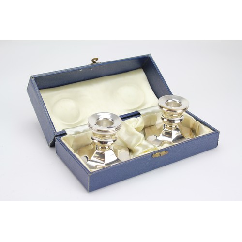 91 - A Pair of Silver Dressing Table Candlesticks in Original Case of Queen Ann Pattern. Birmingham z.