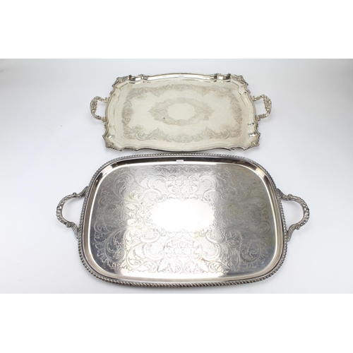 79 - 2 x Large Silver Plated Butler's Trays.