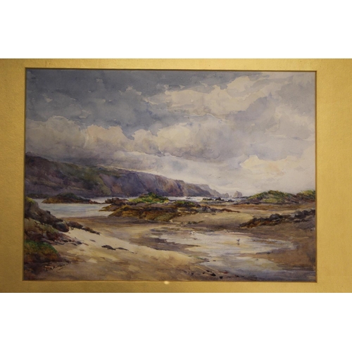 148 - A water colour depicting a coastal scene signed L.A. Norton & one other water colour depicting a for... 