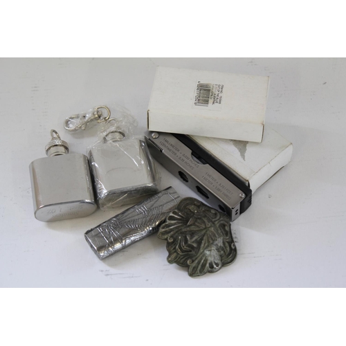 83 - 2 Small Silver Flasks in Boxes along with a Pen Knife and 2 other items.