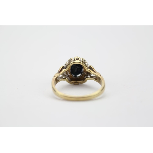 117 - A 9ct Gold Diamond Sapphire Dress Ring. Size k.