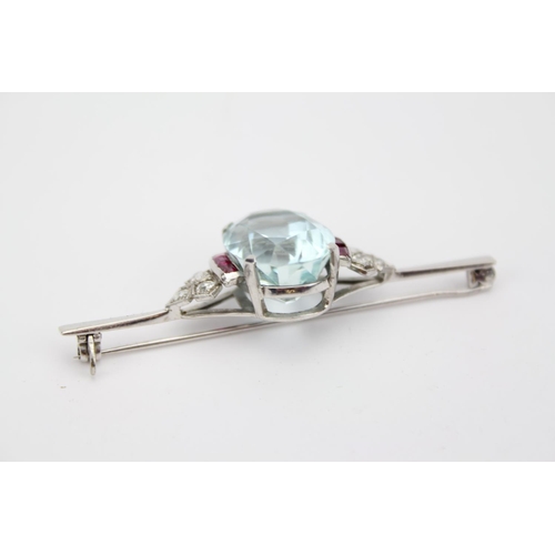 149 - A 1950s Platinum brooch, mounted with an Aquamarine, approximately 20 carats, measuring approximatel... 