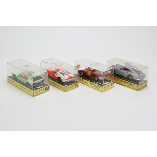 55 - A Tray of 1960's Dinky Models to include: 153 - Aston Martin, 189 - Lamborghini, 187 - De Tomaso, 22... 