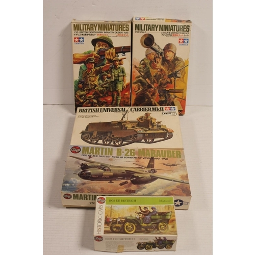 189 - 5 x Boxed Unmade Plastic Kits to include 2 x Airfix & 3 x Tamiya. All appear complete & Unmade.