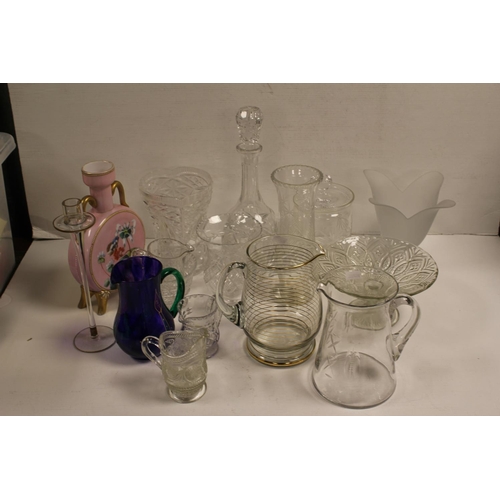 324 - A Collection of Glass to include Decanter, Jugs, Vase, etc.