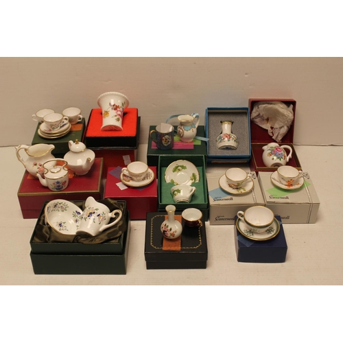 452 - A Collection of miniature china items to include Caverswall Cups & Saucers, etc. (All Boxed).