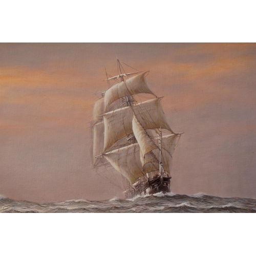 499 - An Early Rodney Charman oil on canvas depicting an 18th Century boat 