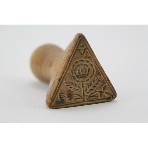 434 - A Scarce Carved Beech 18th Century design butter stamp.