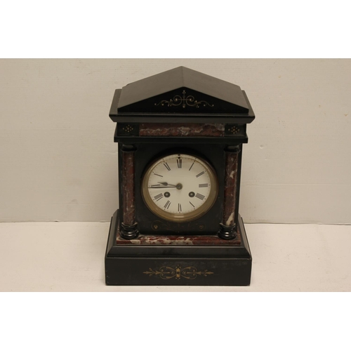 233 - A Victorian Slate and Marble Drawing Room Clock.