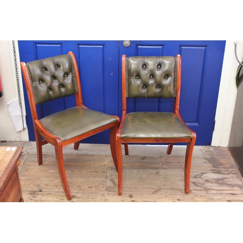 369 - A pair of Leather Seated Regency Design Dining Chairs.