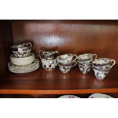 501 - A Wedgwood Silver lustre leaf decorated tea set. cmix no: 5229.