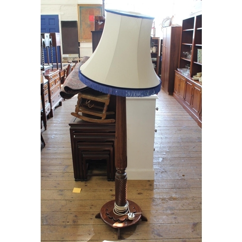 383 - A Late 19th Century Turned & Twist Standard Lamp made from an Original Bed Post. Measuring: 127 cms ... 