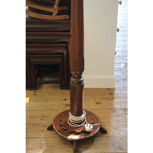 383 - A Late 19th Century Turned & Twist Standard Lamp made from an Original Bed Post. Measuring: 127 cms ... 