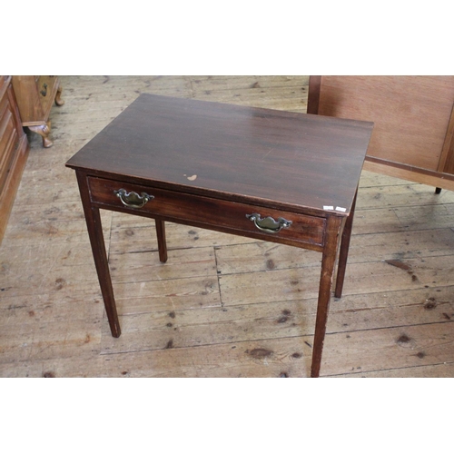 385 - A Georgian Mahogany Single Drawer Side Table with Brass Handles resting on square legs. Measuring: 7... 