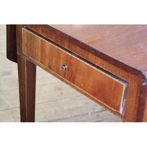 387 - A Mahogany Drop Flap Table with a Single Drawer.