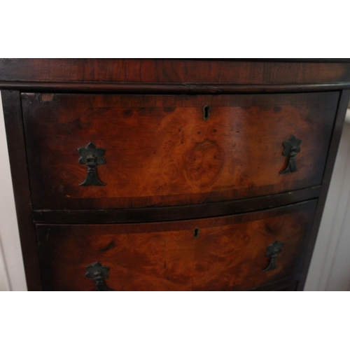 389 - A Reproduction Flame Walnut veneered Chest on Chest with brass handles. Measuring: 126cm high x 50cm... 