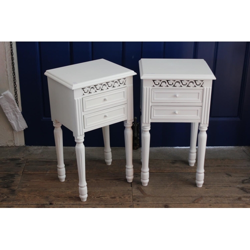 390 - A Pair of Bedside Tables in white.