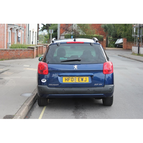 221 - Peugeot 207 Sport SW Estate Petrol  Automatic, June 2008, Dark Blue Metallic/Black Cloth, Glass Roof... 