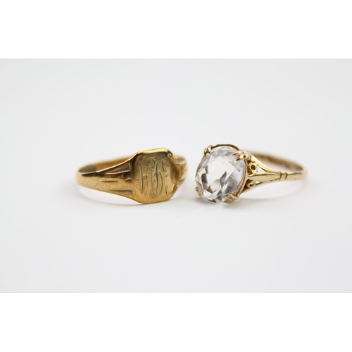 75 - A 9ct Gold Signet Ring along with one other.