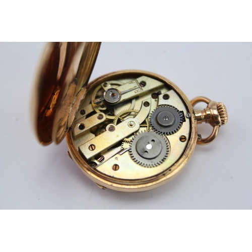 103 - A 9 carat Gold Swiss Silver cased ladies pocket watch, with white chapter ring and roman numerals.