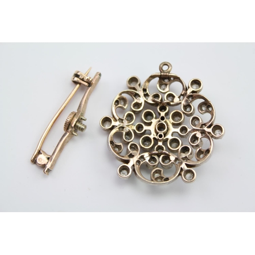 220 - A Victorian 9ct Gold, Silver, diamond mounted floral spray brooch, mounted with approximately 52 dia... 