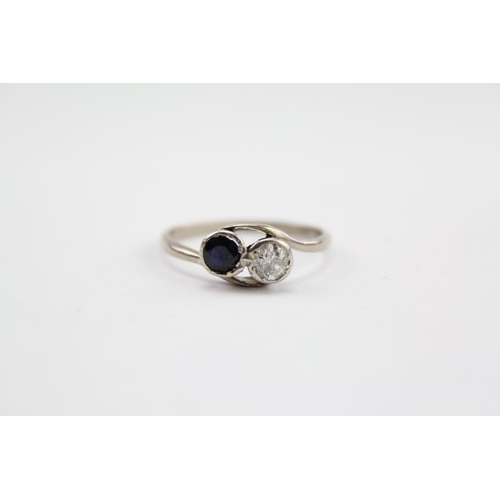 212 - A ladies 18ct white Gold Sapphire & Diamond ring. Size approximately R. Diamond approximately 0.25. ... 