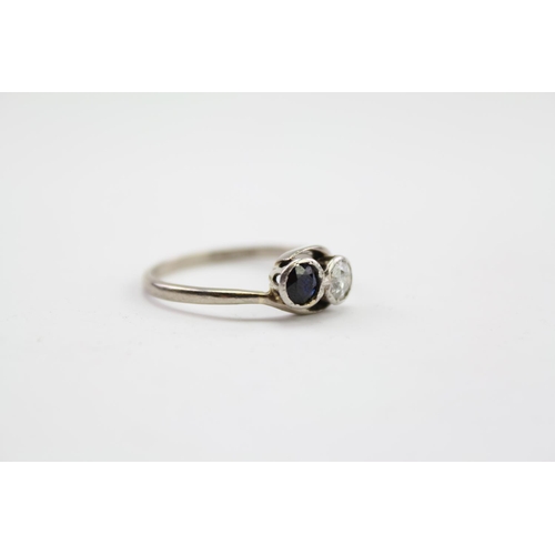 212 - A ladies 18ct white Gold Sapphire & Diamond ring. Size approximately R. Diamond approximately 0.25. ... 