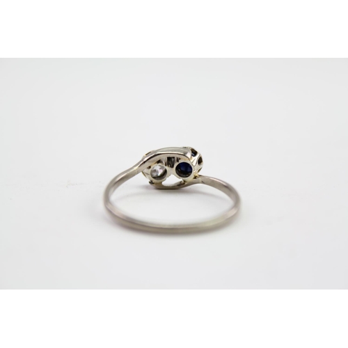 212 - A ladies 18ct white Gold Sapphire & Diamond ring. Size approximately R. Diamond approximately 0.25. ... 