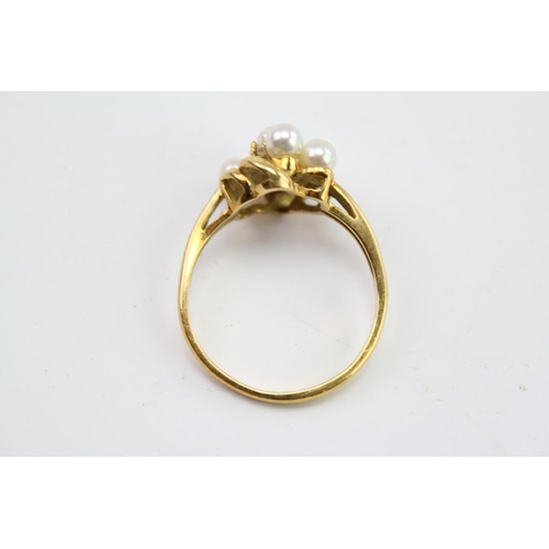 228 - A ladies 18ct Gold pearl and diamond ring.  Weight approximately 4.4g. Ring size approximately S.