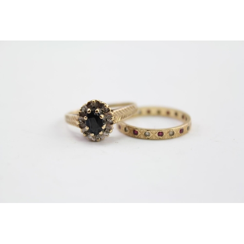 208 - A ladies 9ct Gold hallmarked dress ring, along with a Sapphire dress ring. Weight approximately 3.3g... 