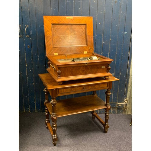 94 - An 18th Century mahogany Orphenion Music Box in full working order, along with various discs, fitted... 