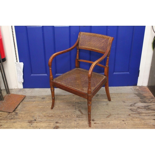 399 - An Edwardian Regency design Elbow Chair with Bamboo decoration, swan necked arms & turned back. AF.