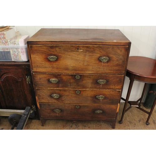 416 - A Georgian Mahogany Secretaire Chest fitted Drop Flap drawer, Brass Handles. Measuring: 90 cms acros... 