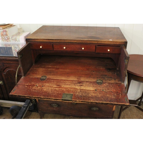 416 - A Georgian Mahogany Secretaire Chest fitted Drop Flap drawer, Brass Handles. Measuring: 90 cms acros... 