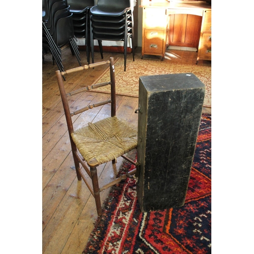 417 - A Late 19th Century Bob & Twist Rush Seated Chair along with a Carpenter's Tool Box.