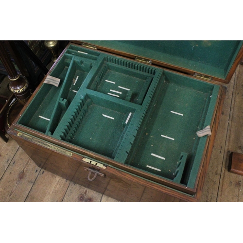 418 - A Victorian Baize Lined Silver Storage Box with Fitted Trays & Carrying Handles. Measuring: 69 cms a... 