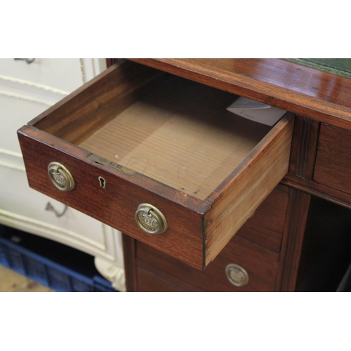 426 - A Late 19th Century Mahogany Pedestal Desk with fitted Drawers, Brass Drop Ring Handles and leather ... 