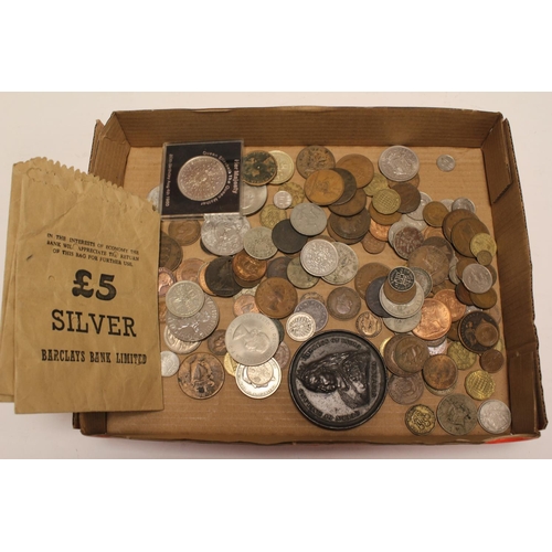 239 - A Collection of various Coins to include Commemorative Coins, Pennies, Large Medal, etc. (50+, Needs... 