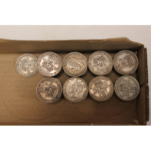 247 - 50+ U.K. Silver Shillings from 1921 to 1945.