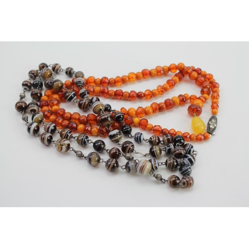 147 - A Banded Agate Necklace along with an 