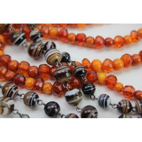 147 - A Banded Agate Necklace along with an 