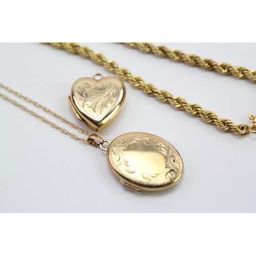 161 - An Italian made 9ct Gold Chain, a Locket and a pendant. Weight approx 10 grams.